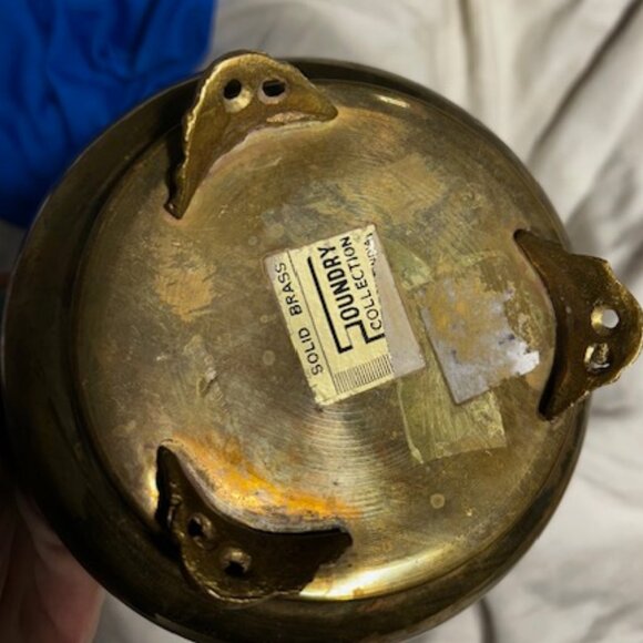 4.5" solid brass vintage pot container planter decor decoration boho - Picture 5 of 5